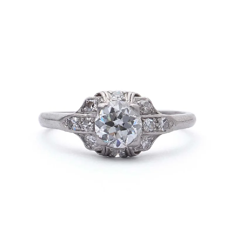 Men's Tanzanite Engagement Rings in Palladium with a Three - Stone ArrangementArt Déco Engagement Ring #VR180605-1