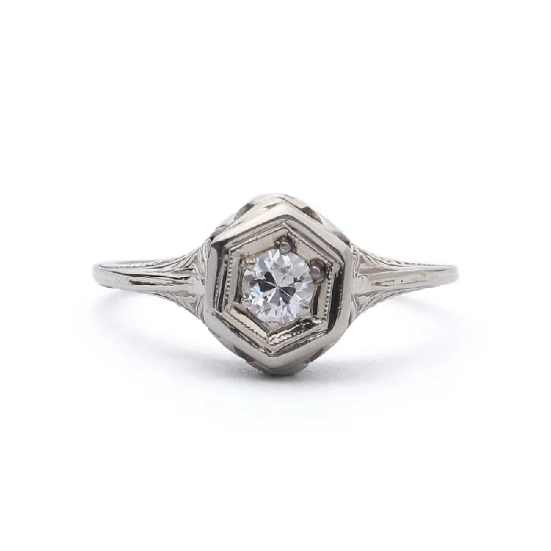Men's Ruby Engagement Rings in Rose Gold with a Solitaire Design for a Romantic GestureEarly Art Deco Diamond Solitaire Engagement Ring #VR150604-01