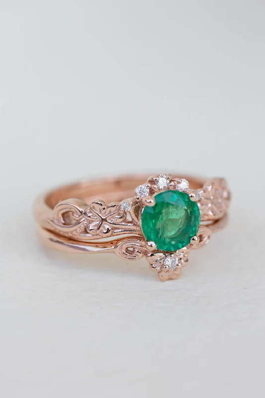 Men's Moonstone Engagement Rings in Silver - Plated Copper with a Celtic Knot PatternNatural emerald engagement ring set, celtic bridal ring set / Horta Men's Moonstone Engagement Rings in Silver - Plated Copper with a Celtic Knot PatternNatural emerald engagement ring set, celtic bridal ring set / Horta