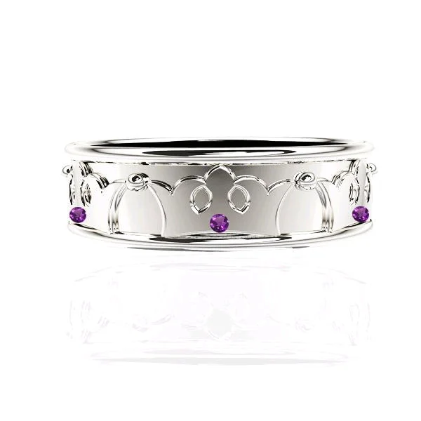 18K White Gold Classic Round - Cut Diamond Wedding Bands for a Timeless and Elegant LookROYAL EDINBURGH LUCKENBOOTH AMETHYST WEDDING RING 18K White Gold Classic Round - Cut Diamond Wedding Bands for a Timeless and Elegant LookROYAL EDINBURGH LUCKENBOOTH AMETHYST WEDDING RING