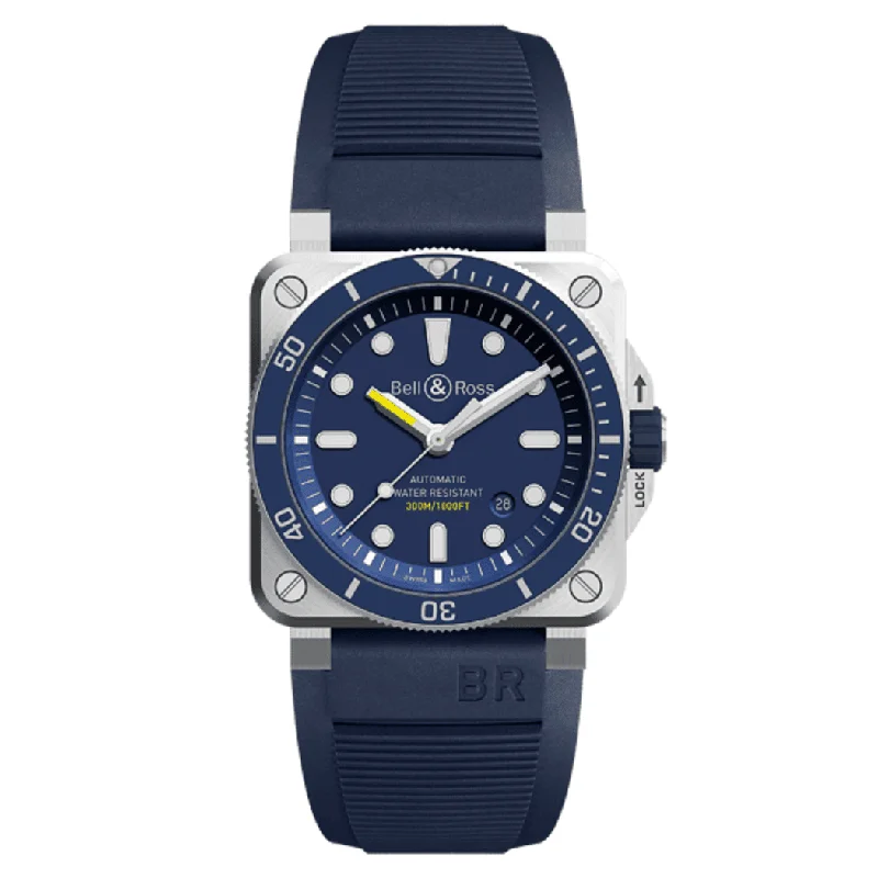 Men's Black Onyx Engagement Rings Set in Titanium for a Modern and Bold LookBell & Ross Diver Blue Watch BR0392-D-BU-ST/SRB