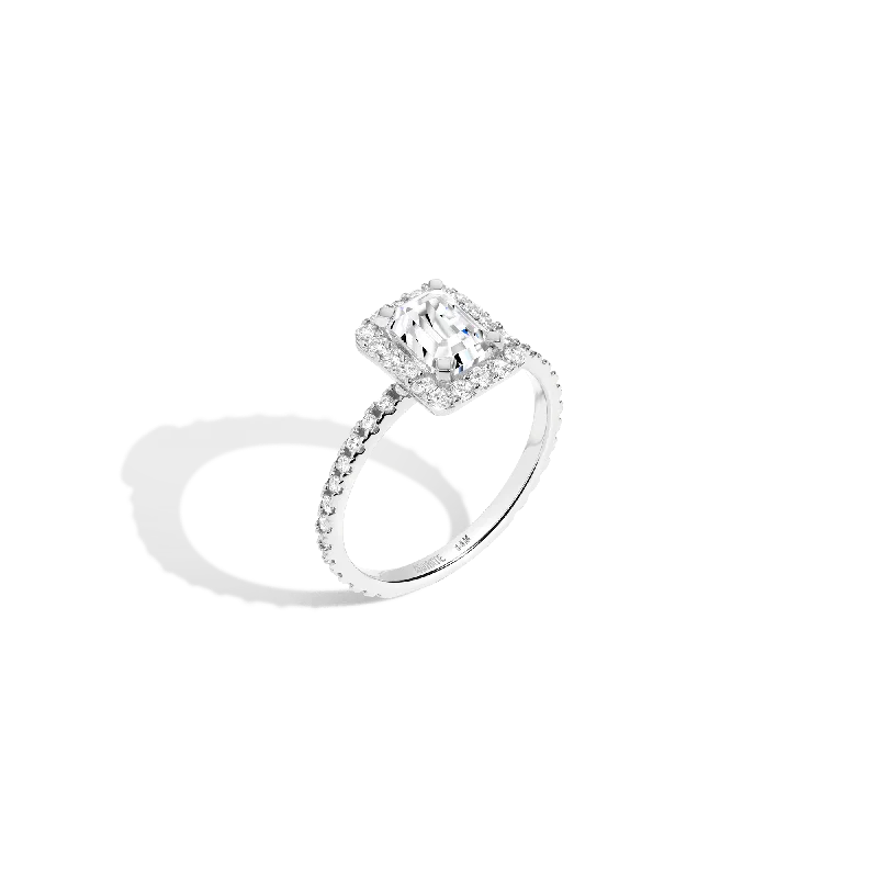 Men's Tourmaline Engagement Rings in 18K Two - Tone Gold with a Floral - Inspired SettingPavé Emerald-Cut Halo Diamond Ring