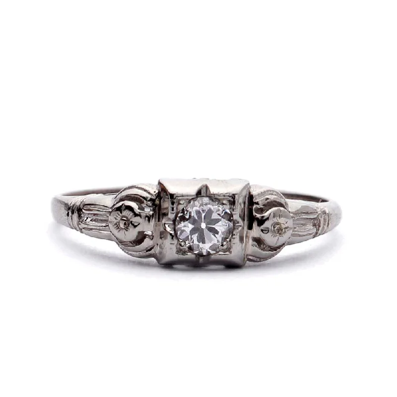 Men's Tourmaline Engagement Rings in 18K Two - Tone Gold with a Floral - Inspired SettingCirca 1930s Engagement Ring #VR180921-1