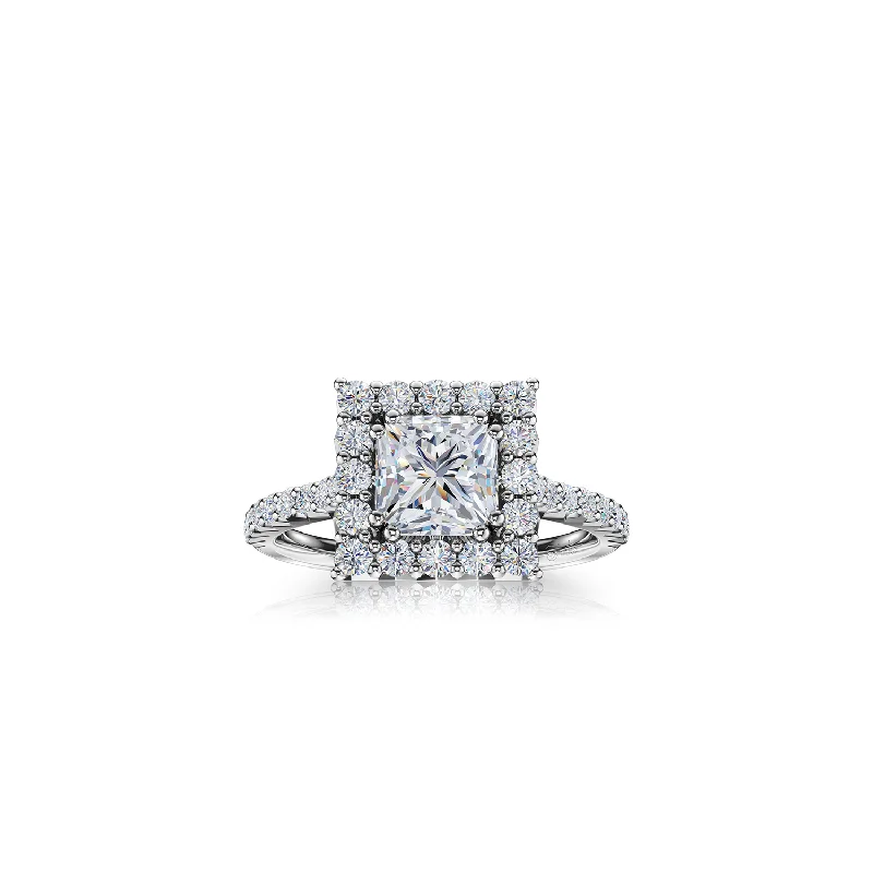 Men's Turquoise Engagement Rings in 925 Silver with a Southwestern - Inspired BandThe Studio Collection Princess Cut Diamond Halo and Diamond Shank Engagement Ring