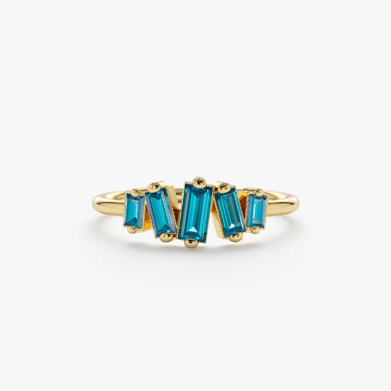 Men's Garnet Engagement Rings in 18K Gold Vermeil with Intricate Engraved DetailsBaguette London Blue Topaz Ring, Lupita