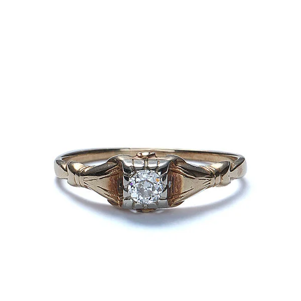 Men's Sapphire Engagement Rings in 18K White Gold with Pave Diamond AccentsC. 1930s Diamond Engagement Ring. #VR140918-06