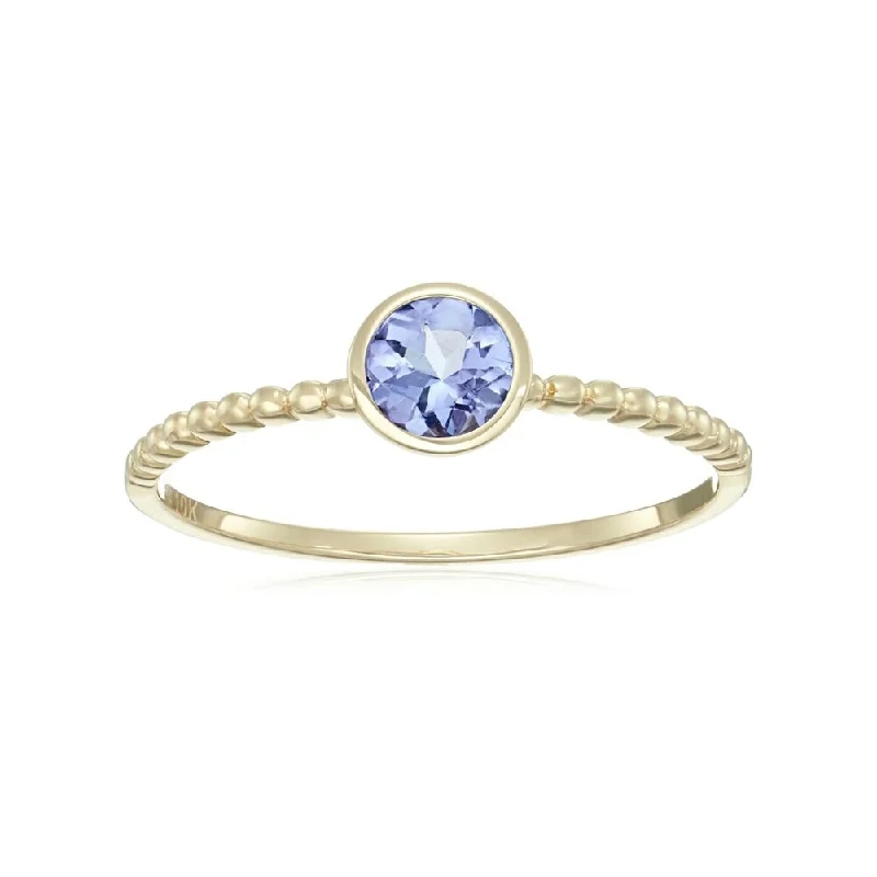 Aquamarine Gemstone Rings in 9K Gold with a Bezel Setting for a Modern and Secure Fit10k Yellow Gold Tanzanite Round Solitaire Beaded Shank Stackable Ring Aquamarine Gemstone Rings in 9K Gold with a Bezel Setting for a Modern and Secure Fit10k Yellow Gold Tanzanite Round Solitaire Beaded Shank Stackable Ring