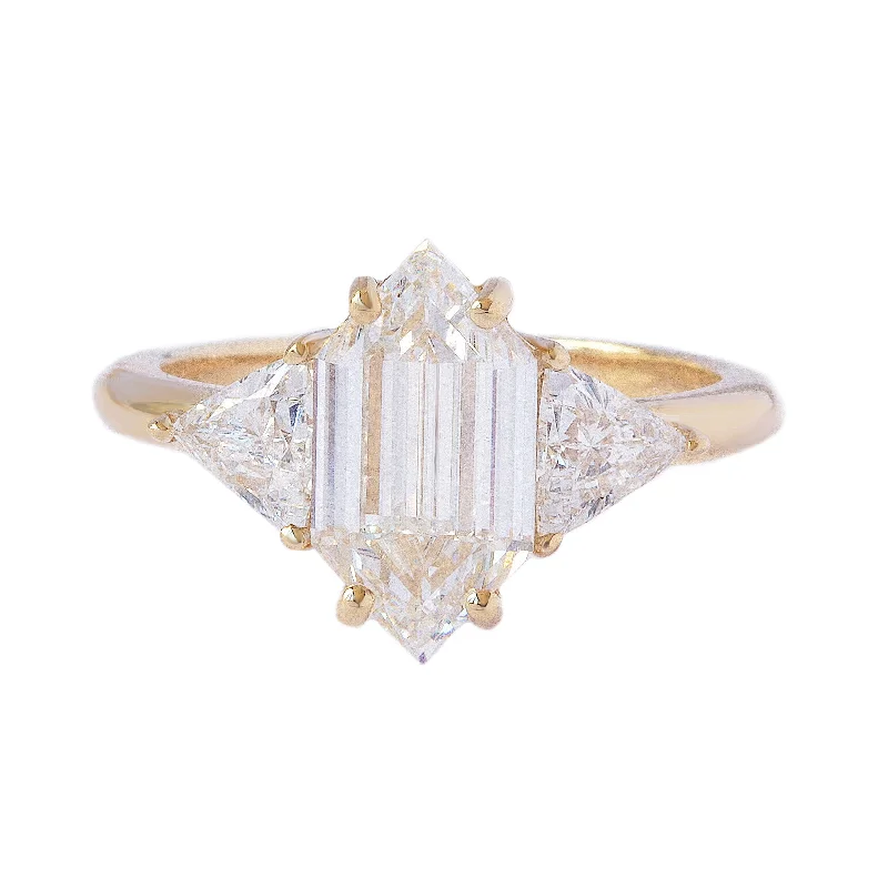 Men's Tanzanite Engagement Rings in Palladium with a Three - Stone ArrangementElongated Hexagon Diamond Three Stone Engagement ring