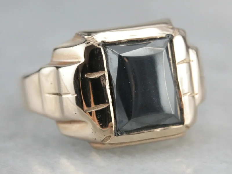 Topaz Gemstone Rings in 10K Gold with a Channel - Set Design for a Contemporary and Durable OptionRetro Men's Hematite Gold Statement Ring Topaz Gemstone Rings in 10K Gold with a Channel - Set Design for a Contemporary and Durable OptionRetro Men's Hematite Gold Statement Ring