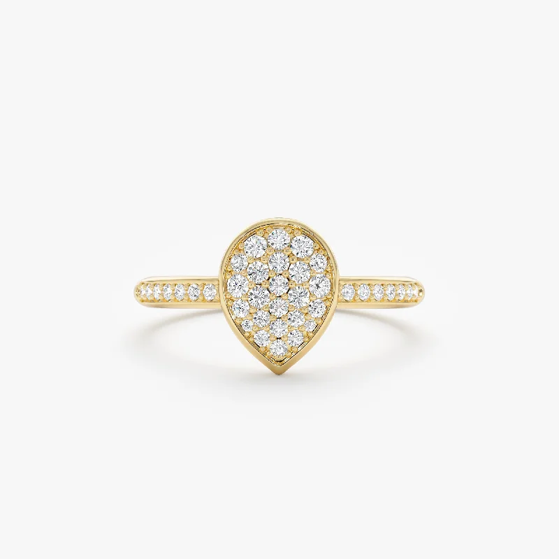 Men's Garnet Engagement Rings in 18K Gold Vermeil with Intricate Engraved DetailsPave Diamond Pear Engagement Ring, Lydia