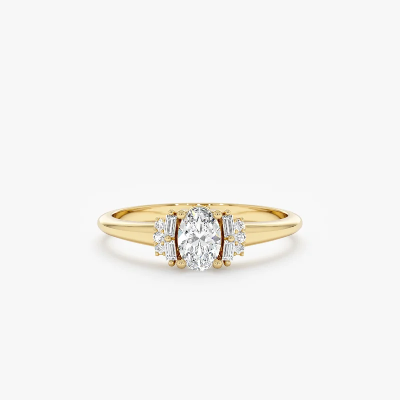 Men's Sapphire Engagement Rings in 18K White Gold with Pave Diamond AccentsDiamond Cluster Engagement Ring, Nera