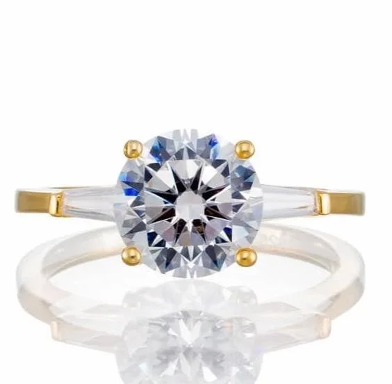 Men's Lapis Lazuli Engagement Rings in Sterling Silver with a Star - Shaped Stone Settinground solitaire and baguette accent engagement ring yellow gold plated sterling silver