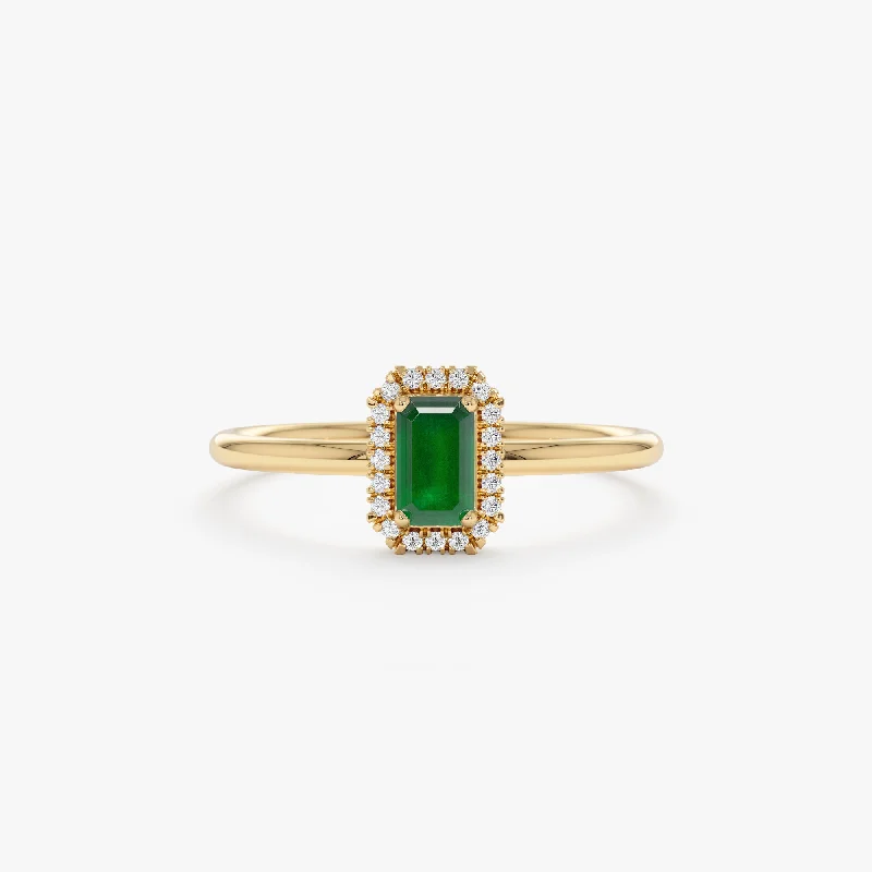 Men's Sapphire Engagement Rings in 18K White Gold with Pave Diamond AccentsMini Emerald and Diamond Engagement Ring, Julie