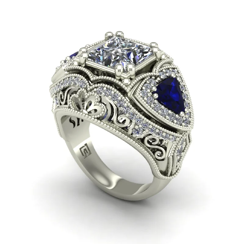 Men's Topaz Engagement Rings in 10K Gold with a Channel - Set Diamond Band"Heirloom" Limited Edition Princess diamond dome ring in 18k white gold