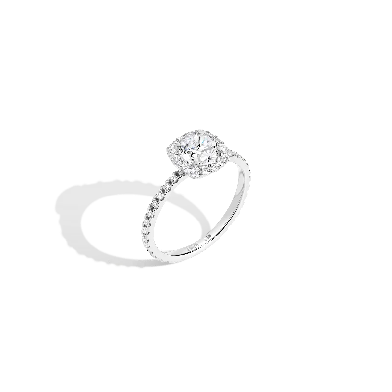Men's Ruby Engagement Rings in Rose Gold with a Solitaire Design for a Romantic GesturePavé Round Halo Diamond Ring