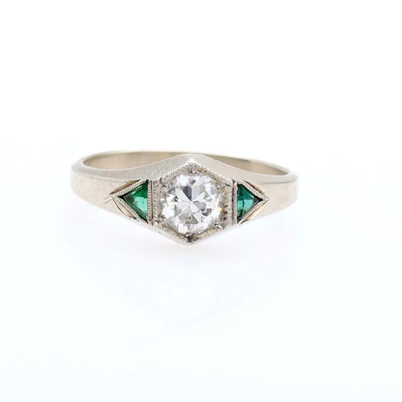 Men's Agate Engagement Rings in Sterling Silver with a Mosaic - Style InlayLate Art Déco Engagement Ring #VR240906-5