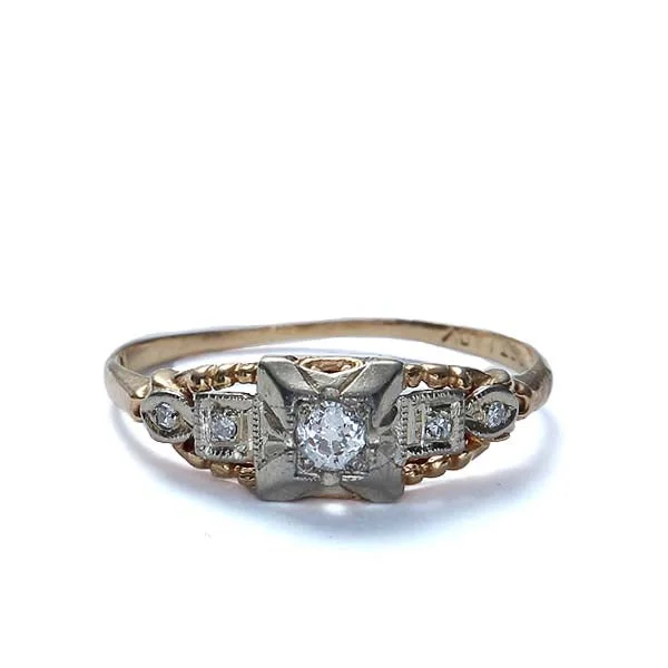 Men's Aquamarine Engagement Rings in 9K Gold with a Bezel - Set StoneCirca 1930s Diamond Engagement Ring #VR160606-05