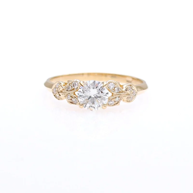 Men's Opal Engagement Rings in 10K Gold with a Milgrain - Trimmed BandArt Déco Replica Diamond Engagement Ring #3154Y14-1
