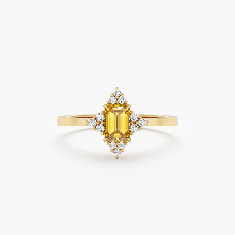 Men's Lapis Lazuli Engagement Rings in Sterling Silver with a Star - Shaped Stone SettingDiamond and Yellow Topaz Engagement Ring, Solara