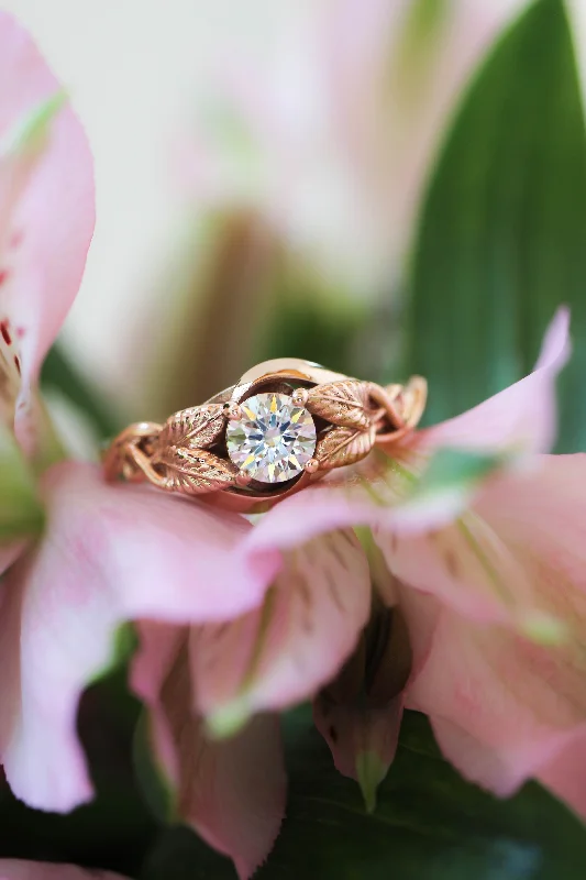 Men's Turquoise Engagement Rings in 925 Silver with a Southwestern - Inspired BandREADY TO SHIP: Azalea engagement ring with lab grown diamond in 18K rose gold, nature inspired ring, AVAILABLE RING SIZE: 5.5 - 8.5 US