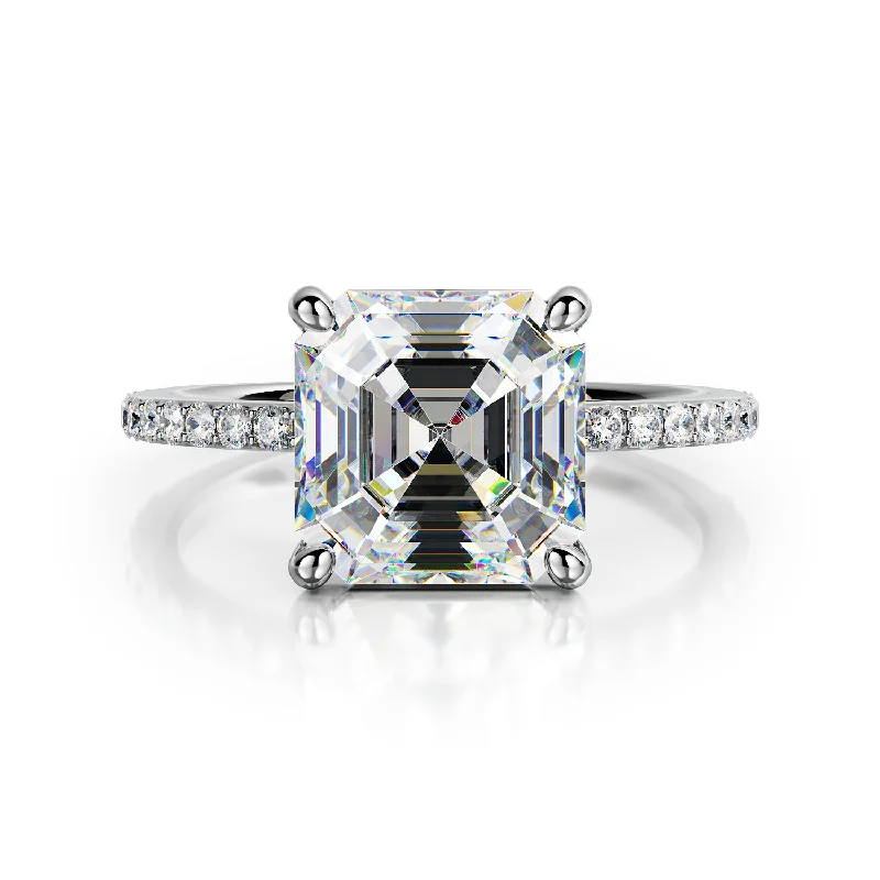 Men's Turquoise Engagement Rings in 925 Silver with a Southwestern - Inspired BandGleaming Accent Diamonds Natural Asscher Cut Diamond Engagement Ring