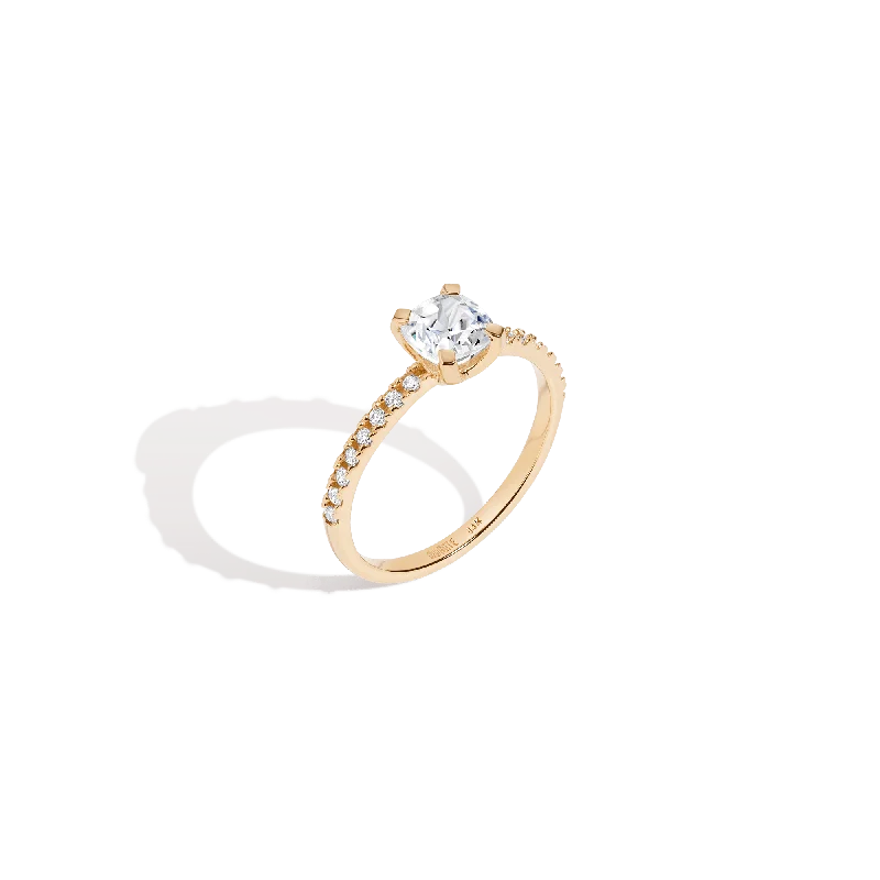 Men's Peridot Engagement Rings in 14K Gold - Filled Metal with a Micro - Pave SettingPavé Cushion Cut Solitaire Diamond Ring