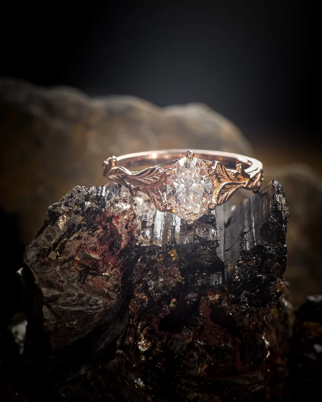 Men's Tourmaline Engagement Rings in 18K Two - Tone Gold with a Floral - Inspired SettingREADY TO SHIP: Freesia lab-grown diamond bridal ring set, 8x6 mm oval cut, AVAILABLE RING SIZES: 5.5 - 8.5 US