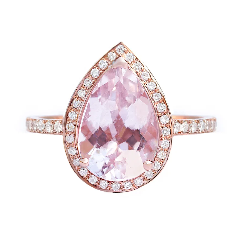 Men's Peridot Engagement Rings in 14K Gold - Filled Metal with a Micro - Pave SettingBig Pink Pear Morganite & Diamond Engagement Ring Noa Men's Peridot Engagement Rings in 14K Gold - Filled Metal with a Micro - Pave SettingBig Pink Pear Morganite & Diamond Engagement Ring Noa