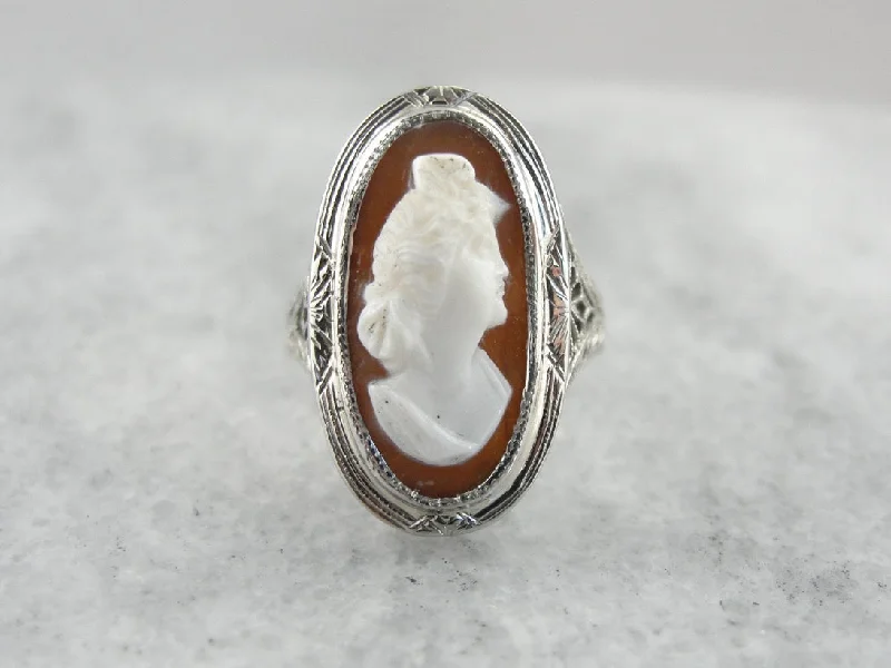 Jasper Gemstone Rings in 18K Gold Vermeil with a Matte Finish for a Subtle and Elegant LookArt Deco Cameo Cocktail Ring in Filigree Mounting, Classic White Gold Jasper Gemstone Rings in 18K Gold Vermeil with a Matte Finish for a Subtle and Elegant LookArt Deco Cameo Cocktail Ring in Filigree Mounting, Classic White Gold