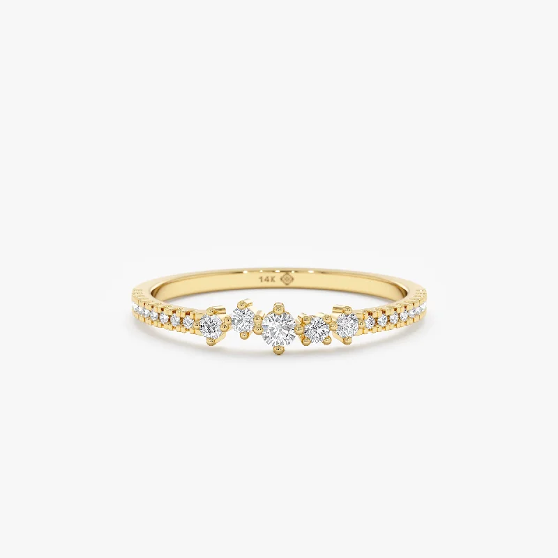 Men's Lapis Lazuli Engagement Rings in Sterling Silver with a Star - Shaped Stone SettingCluster Diamond Stacking Ring, Lorelai