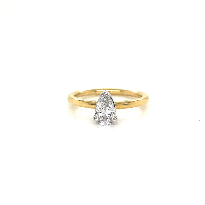 Men's Agate Engagement Rings in Sterling Silver with a Mosaic - Style InlayPear Solitaire Engagement