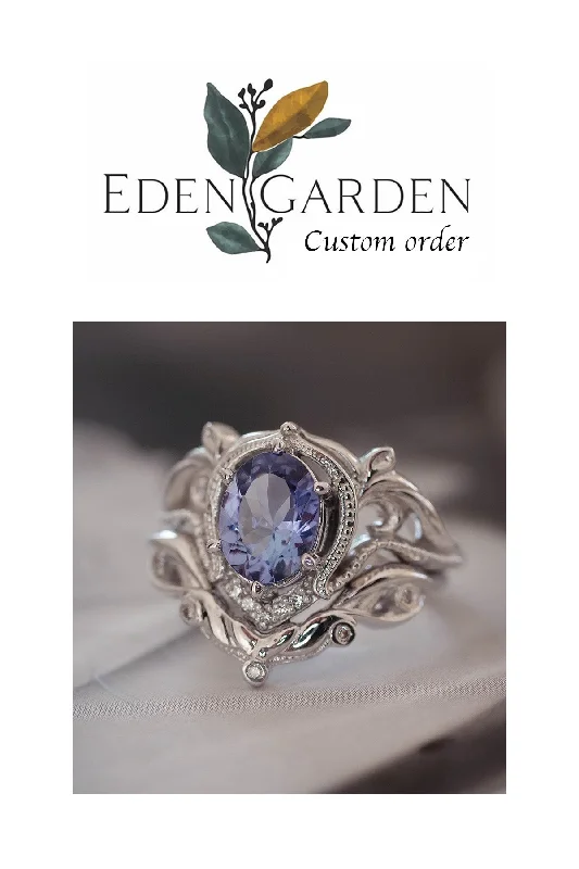 Men's Emerald Engagement Rings with 14K Yellow Gold and Vintage - Style FiligreeCustom order: Lida ring set with lavender tanzanite & customised wedding band