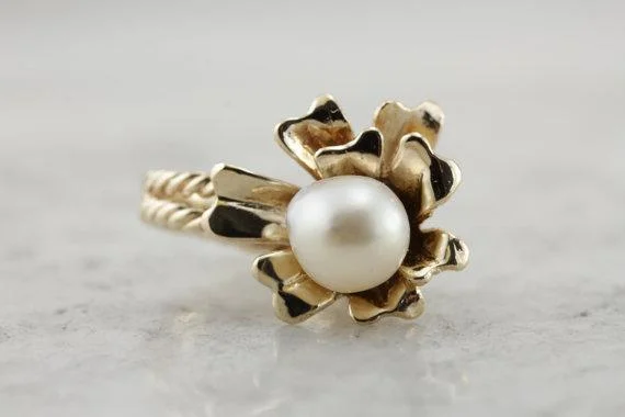 Opal Gemstone Rings in Rose Gold with a Milgrain Edge for a Feminine and Romantic StyleVintage Floral Ring with White Pearl Center Opal Gemstone Rings in Rose Gold with a Milgrain Edge for a Feminine and Romantic StyleVintage Floral Ring with White Pearl Center