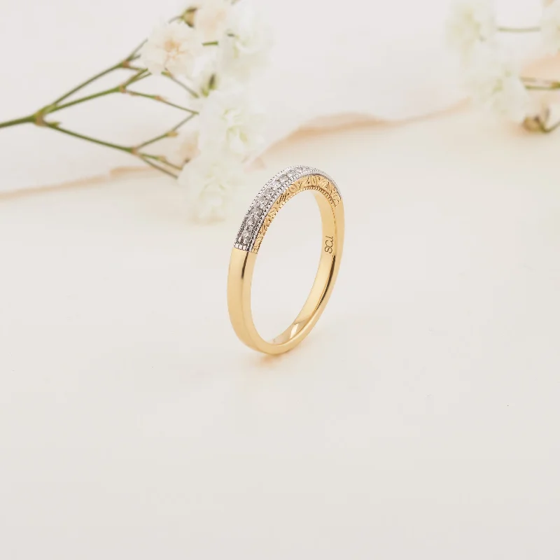 Art Deco - Inspired Wedding Bands with Geometric Patterns in Platinum for a Retro and Glamorous Style18K Yellow Gold Bead Set Diamond Milgrain Wedder or Eternity Ring 0.12tdw Art Deco - Inspired Wedding Bands with Geometric Patterns in Platinum for a Retro and Glamorous Style18K Yellow Gold Bead Set Diamond Milgrain Wedder or Eternity Ring 0.12tdw