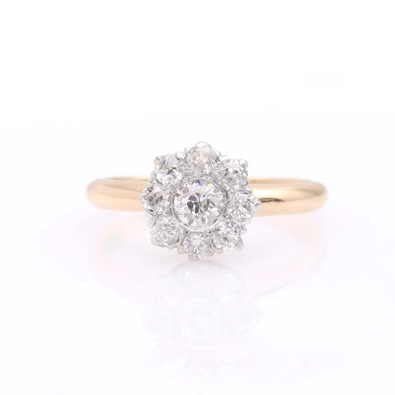 Men's Diamond Engagement Rings with Platinum Band and Halo Setting for a Luxury ProposalEarly Art Déco Diamond Cluster Ring #VR83