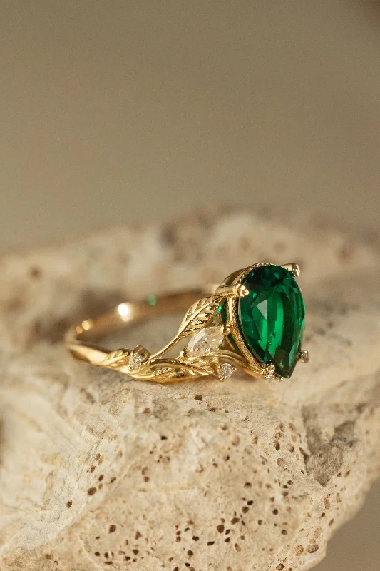 Men's Citrine Engagement Rings in Stainless Steel with a Stackable Band DesignGorgeous lab emerald twig engagement ring with diamonds  / Patricia