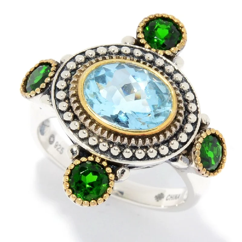 Peridot Gemstone Rings in 14K Gold - Filled Metal with a Pave - Set Band for a Sparkling LookSterling Silver Oval & Round Sky Blue Topaz Beaded Ring Peridot Gemstone Rings in 14K Gold - Filled Metal with a Pave - Set Band for a Sparkling LookSterling Silver Oval & Round Sky Blue Topaz Beaded Ring