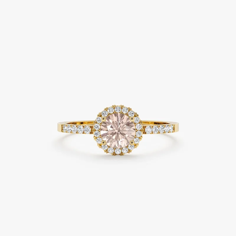 Men's Emerald Engagement Rings with 14K Yellow Gold and Vintage - Style FiligreeDiamond & Morganite Engagement Ring, Audrey