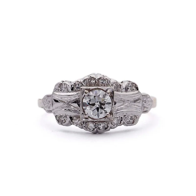 Men's Alexandrite Engagement Rings in Platinum with a Hidden Halo of DiamondsVintage 1940s Two-Tone Diamond Engagement Ring #R323-19