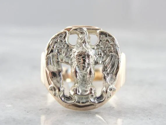 Iolite Gemstone Rings in 10K Gold with a Twisted Band for a Distinctive and Stylish AccessoryRose and White Gold Eagle Ring from Vintage Components Iolite Gemstone Rings in 10K Gold with a Twisted Band for a Distinctive and Stylish AccessoryRose and White Gold Eagle Ring from Vintage Components