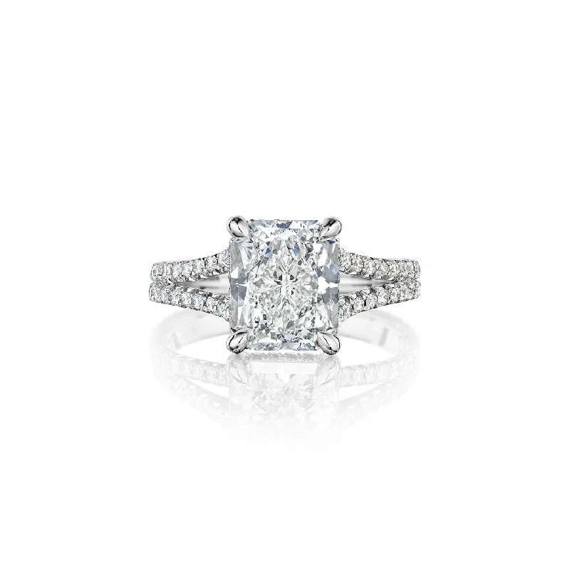 Men's Tanzanite Engagement Rings in Palladium with a Three - Stone ArrangementFink's Exclusive Platinum and 18K White Gold Radiant Cut Diamond Engagement with Split Shank Men's Tanzanite Engagement Rings in Palladium with a Three - Stone ArrangementFink's Exclusive Platinum and 18K White Gold Radiant Cut Diamond Engagement with Split Shank