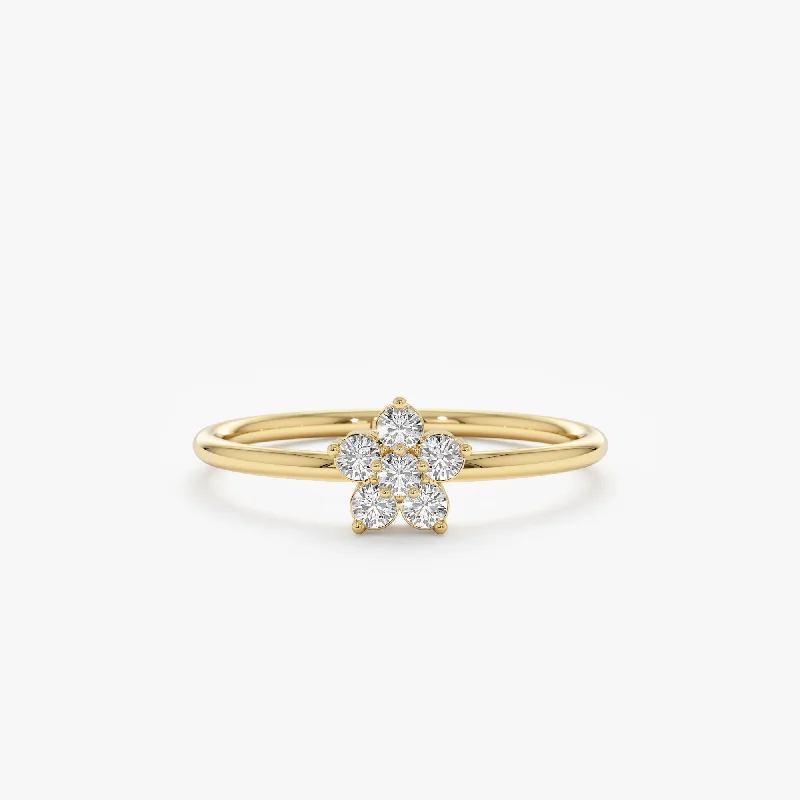 Men's Sapphire Engagement Rings in 18K White Gold with Pave Diamond AccentsDiamond Flower Ring, Alondra