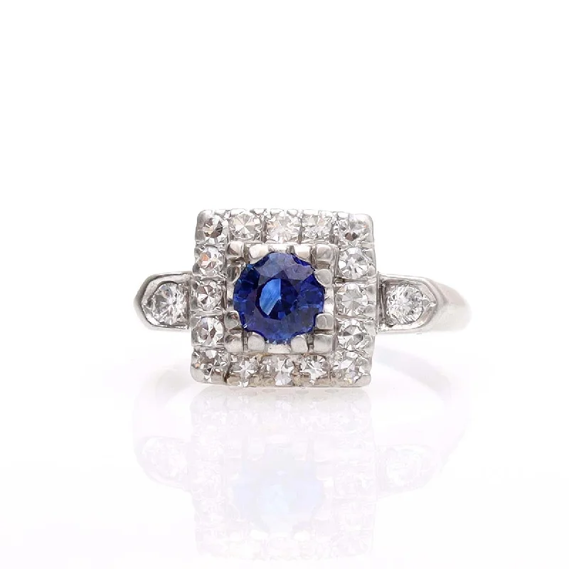 Men's Tourmaline Engagement Rings in 18K Two - Tone Gold with a Floral - Inspired SettingArt Déco Square Halo Engagement Ring #VR210914-1