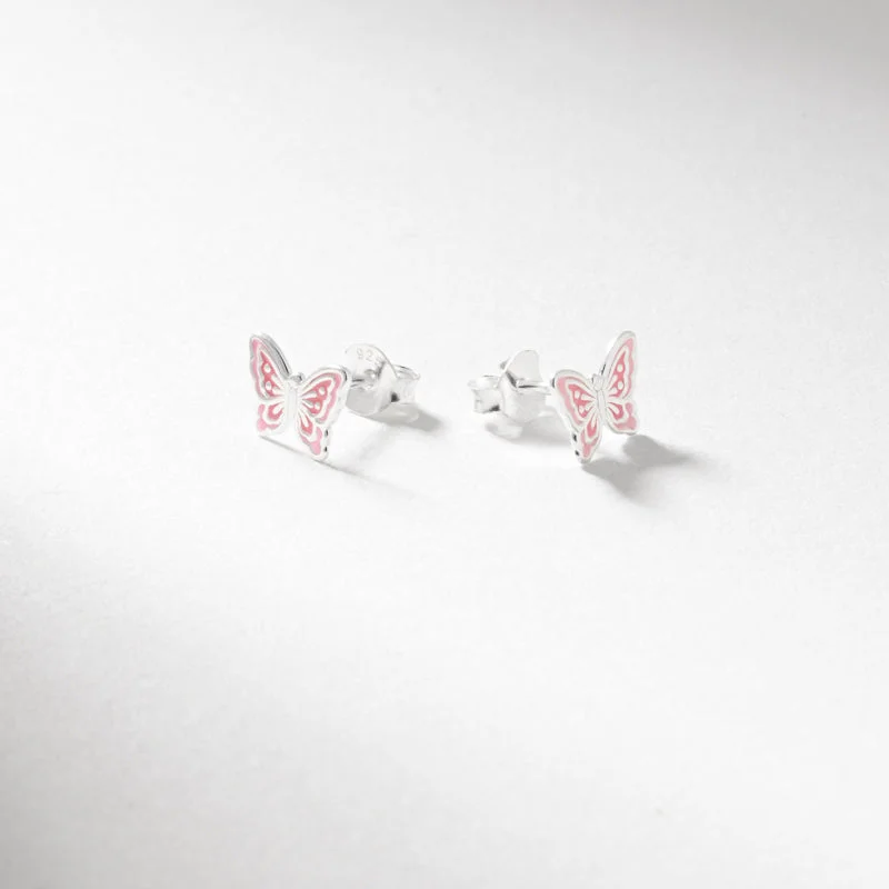Pearl - and - Diamond - Studded Wedding Bands in White Gold for a Feminine and Elegant TouchSilver pink enamel butterfly stud earrings Pearl - and - Diamond - Studded Wedding Bands in White Gold for a Feminine and Elegant TouchSilver pink enamel butterfly stud earrings