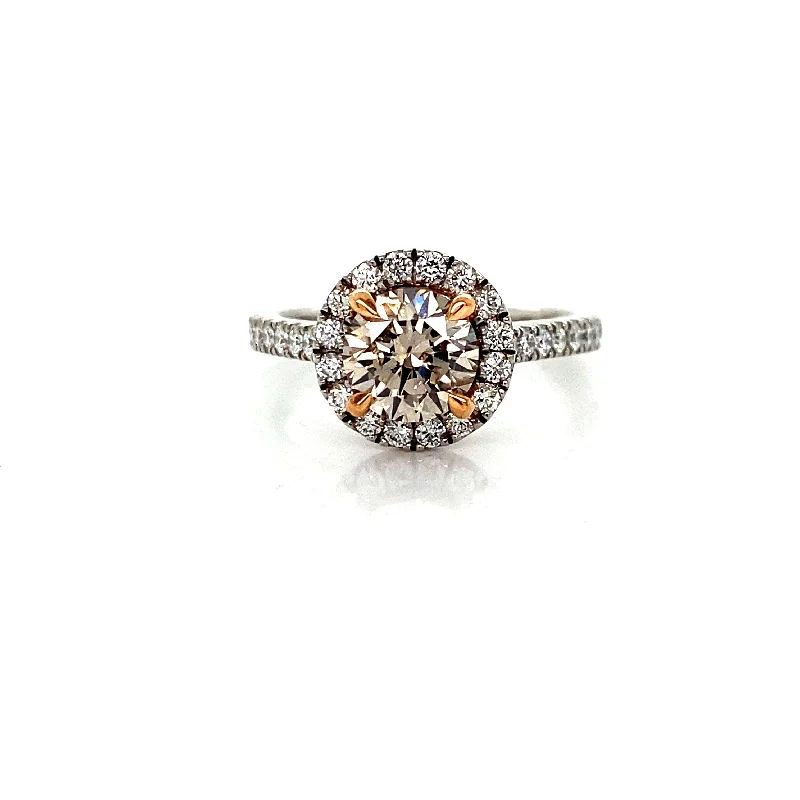 Men's Amethyst Engagement Rings in Sterling Silver with a Contemporary Geometric SettingChampagne Halo Engagement Ring