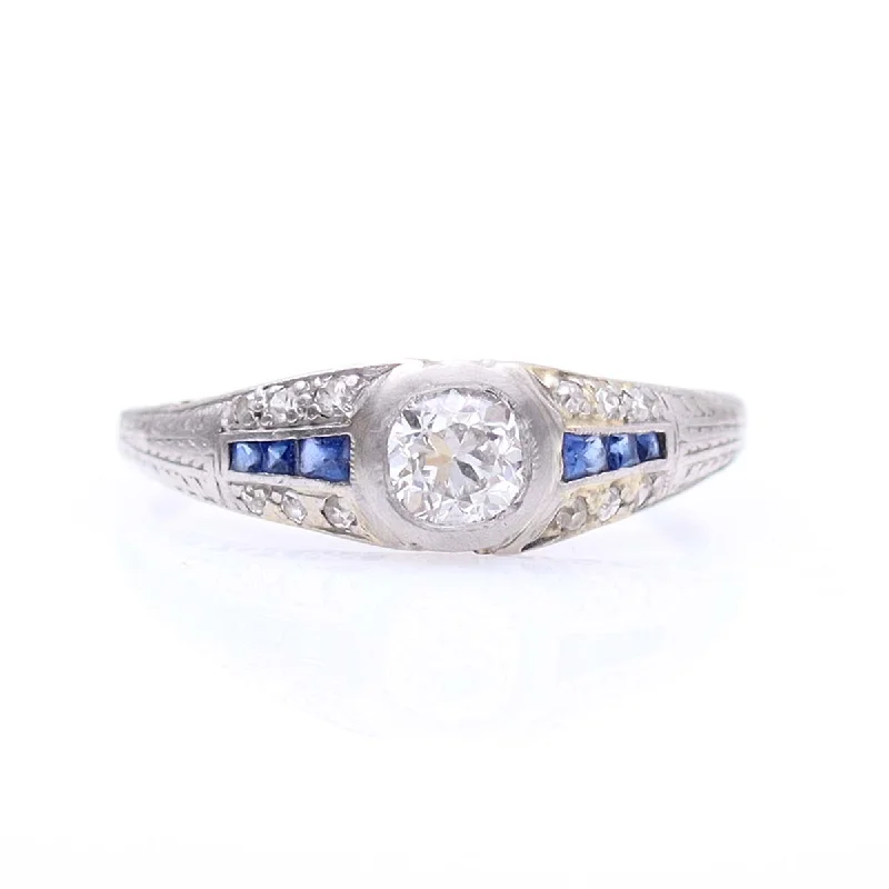 Men's Lapis Lazuli Engagement Rings in Sterling Silver with a Star - Shaped Stone SettingArt Déco Engagement Ring #VR240315-2
