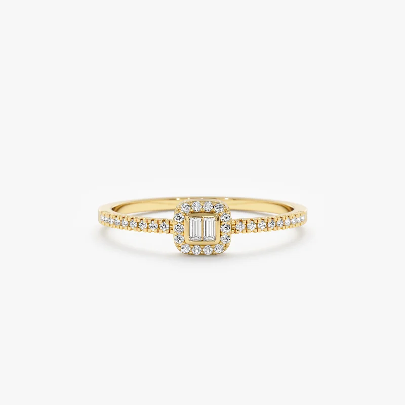 Men's Topaz Engagement Rings in 10K Gold with a Channel - Set Diamond BandPetite Diamond Engagement Ring, Sarafina