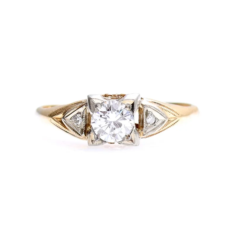 Men's Sapphire Engagement Rings in 18K White Gold with Pave Diamond AccentsRetro 1940s Engagement Ring #VR240325-3