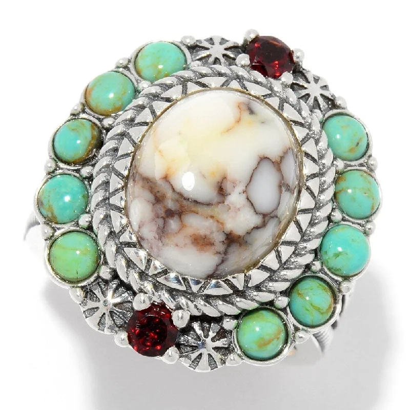 Turquoise Gemstone Rings in 925 Silver with a Southwestern - Inspired Design for a Rustic Charm925 Sterling Silver Red Garnet, Wild Horse,Tyrone Turquoise Ring Turquoise Gemstone Rings in 925 Silver with a Southwestern - Inspired Design for a Rustic Charm925 Sterling Silver Red Garnet, Wild Horse,Tyrone Turquoise Ring
