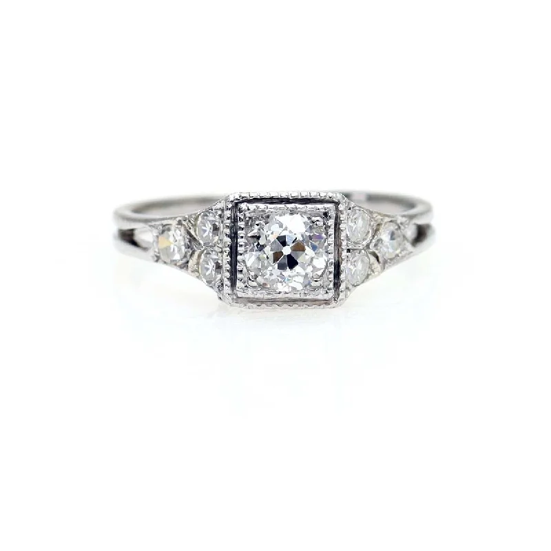 Men's Opal Engagement Rings in 10K Gold with a Milgrain - Trimmed BandArt Deco Engagement Ring #VR220715-3